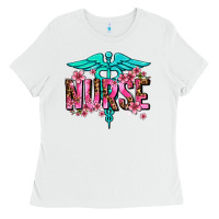 White floral nurse Ladies Tee - AdoDesignShop
