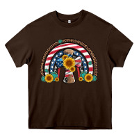 Chocolate Brown cross american flag cowhide  leopard gemstone rainbow Heavy Core Tee - Artiststas