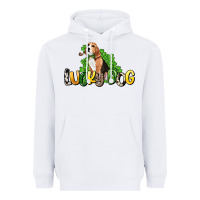 White lucky dog St. Patrick's Heavyweight Hoodie - HowdyJamesFarm