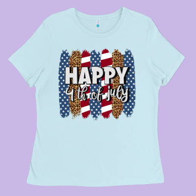 Happy 4th Of July Brushstrokes Ladies Tee Designed By Bundleandbundleshop