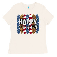 Bone happy 4th of july brushstrokes Ladies Tee - BundleAndBundleShop