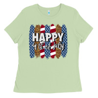 Matcha happy 4th of july brushstrokes Ladies Tee - BundleAndBundleShop
