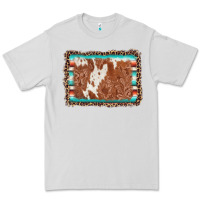 Dove Grey leopard serape cowhide  leather background Premium Tee - AdoDesignShop