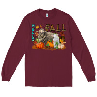 Burgundy Hello Fall Merino Wool Sheep Long Sleeve Tee - LillyAllenDesigns