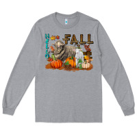Heather Grey Hello Fall Merino Wool Sheep Long Sleeve Tee - LillyAllenDesigns