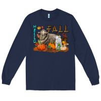 Navy Hello Fall Merino Wool Sheep Long Sleeve Tee - LillyAllenDesigns