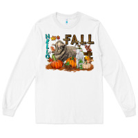 White Hello Fall Merino Wool Sheep Long Sleeve Tee - LillyAllenDesigns