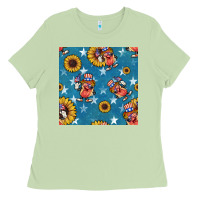 Matcha 4th of july sunflowers hotdog seamless pattern Ladies Tee - BundleAndBundleShop