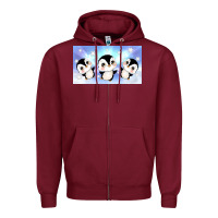 Burgundy cute penguin Zipper Hoodie - TumblerDesignByShophia