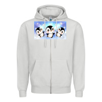 Dove Grey cute penguin Zipper Hoodie - TumblerDesignByShophia
