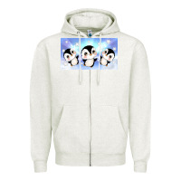 Oatmeal Heather cute penguin Zipper Hoodie - TumblerDesignByShophia