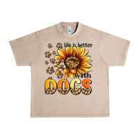 French Oak life is better with dogs sunflower Urban Heavy Tee - MaliasSmallBusiness