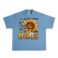 Pebble Blue life is better with dogs sunflower Urban Heavy Tee - MaliasSmallBusiness
