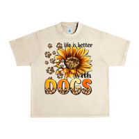 Sandshell life is better with dogs sunflower Urban Heavy Tee - MaliasSmallBusiness