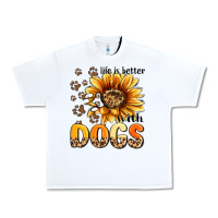 White life is better with dogs sunflower Urban Heavy Tee - MaliasSmallBusiness