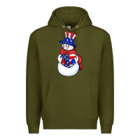 Army Green Patriotic snowman 4th of july Premium Hoodie - HowdyJamesFarm