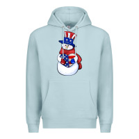 Blue Mist Patriotic snowman 4th of july Premium Hoodie - HowdyJamesFarm