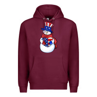 Burgundy Patriotic snowman 4th of july Premium Hoodie - HowdyJamesFarm