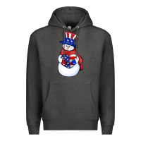 Charcoal Heather Patriotic snowman 4th of july Premium Hoodie - HowdyJamesFarm