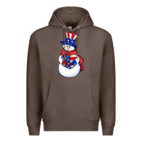 Coffee Patriotic snowman 4th of july Premium Hoodie - HowdyJamesFarm