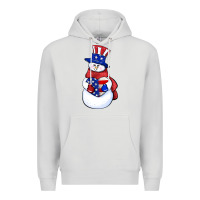 Dove Grey Patriotic snowman 4th of july Premium Hoodie - HowdyJamesFarm