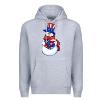 Heather Grey Patriotic snowman 4th of july Premium Hoodie - HowdyJamesFarm