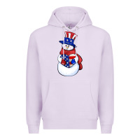 Lilac Patriotic snowman 4th of july Premium Hoodie - HowdyJamesFarm