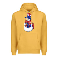 Mustard Patriotic snowman 4th of july Premium Hoodie - HowdyJamesFarm