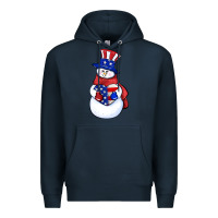 Navy Patriotic snowman 4th of july Premium Hoodie - HowdyJamesFarm