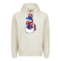 Oatmeal Heather Patriotic snowman 4th of july Premium Hoodie - HowdyJamesFarm