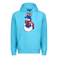 Ocean Blue Patriotic snowman 4th of july Premium Hoodie - HowdyJamesFarm