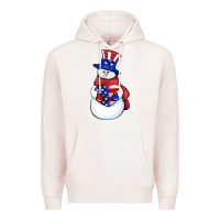 Pale Pink Patriotic snowman 4th of july Premium Hoodie - HowdyJamesFarm