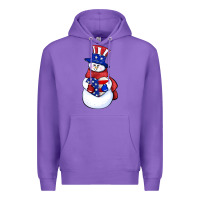 Purple Patriotic snowman 4th of july Premium Hoodie - HowdyJamesFarm