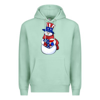 Seafoam Patriotic snowman 4th of july Premium Hoodie - HowdyJamesFarm
