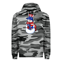 Slate Camo Patriotic snowman 4th of july Premium Hoodie - HowdyJamesFarm