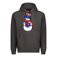 Smoke Patriotic snowman 4th of july Premium Hoodie - HowdyJamesFarm