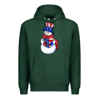 Sports Green Patriotic snowman 4th of july Premium Hoodie - HowdyJamesFarm
