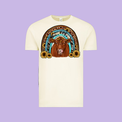 Red Angus Rainbow Vintage Tee Designed By Jahusdesignshop