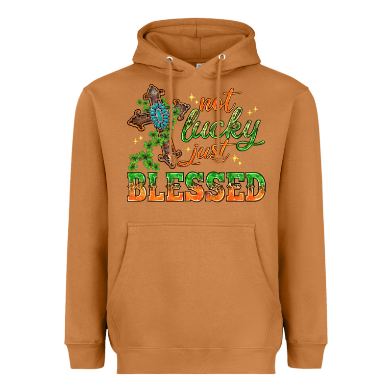 Not Lucky Just Blessed With Cross St. Patricks Day Heavyweight Hoodie by HowdyJamesFarm | Teevron