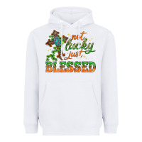 White Not lucky just Blessed with Cross St. Patricks day Heavyweight Hoodie - HowdyJamesFarm