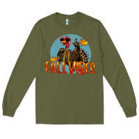 Army Green Fall Vibes Turkey Long Sleeve Tee - LillyAllenDesigns