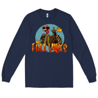 Navy Fall Vibes Turkey Long Sleeve Tee - LillyAllenDesigns