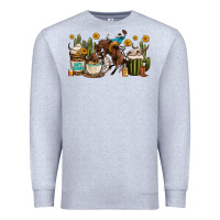 Heather Grey rodeo cowboy coffee cups Premium Sweatshirt - OliviaCreatesArt