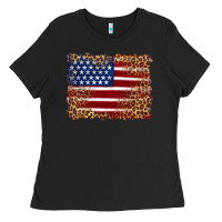 Black american flag and leopard Ladies Tee - Artiststas