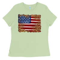 Matcha american flag and leopard Ladies Tee - Artiststas