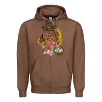 Chestnut Western Rabbit with sunflowers Easter Day Zipper Hoodie - HowdyJamesFarm
