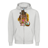 Dove Grey Western Rabbit with sunflowers Easter Day Zipper Hoodie - HowdyJamesFarm