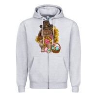 Heather Grey Western Rabbit with sunflowers Easter Day Zipper Hoodie - HowdyJamesFarm