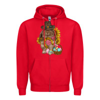 Red Western Rabbit with sunflowers Easter Day Zipper Hoodie - HowdyJamesFarm