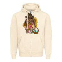 Sandshell Western Rabbit with sunflowers Easter Day Zipper Hoodie - HowdyJamesFarm